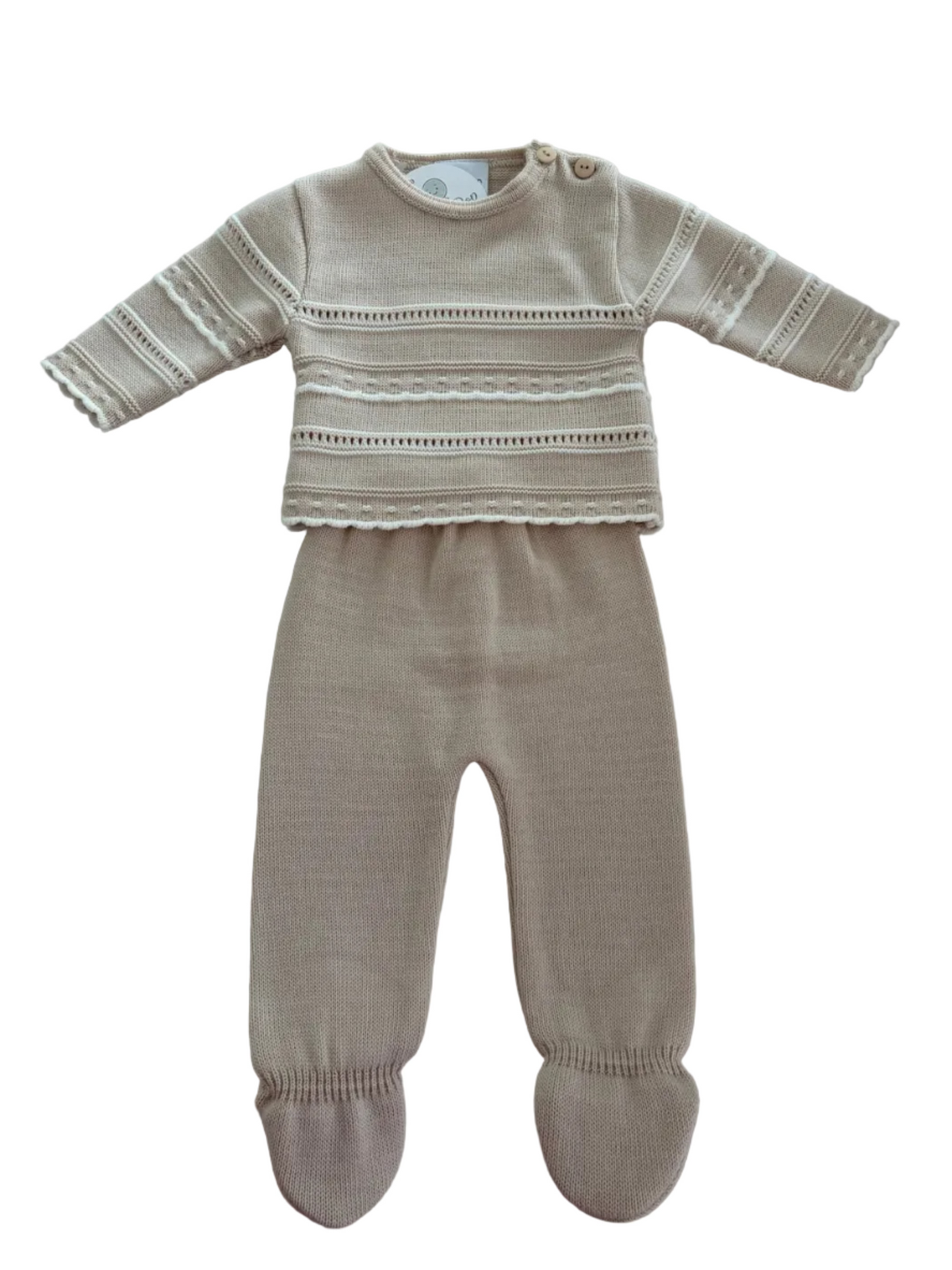 Beige knitted 2 piece set