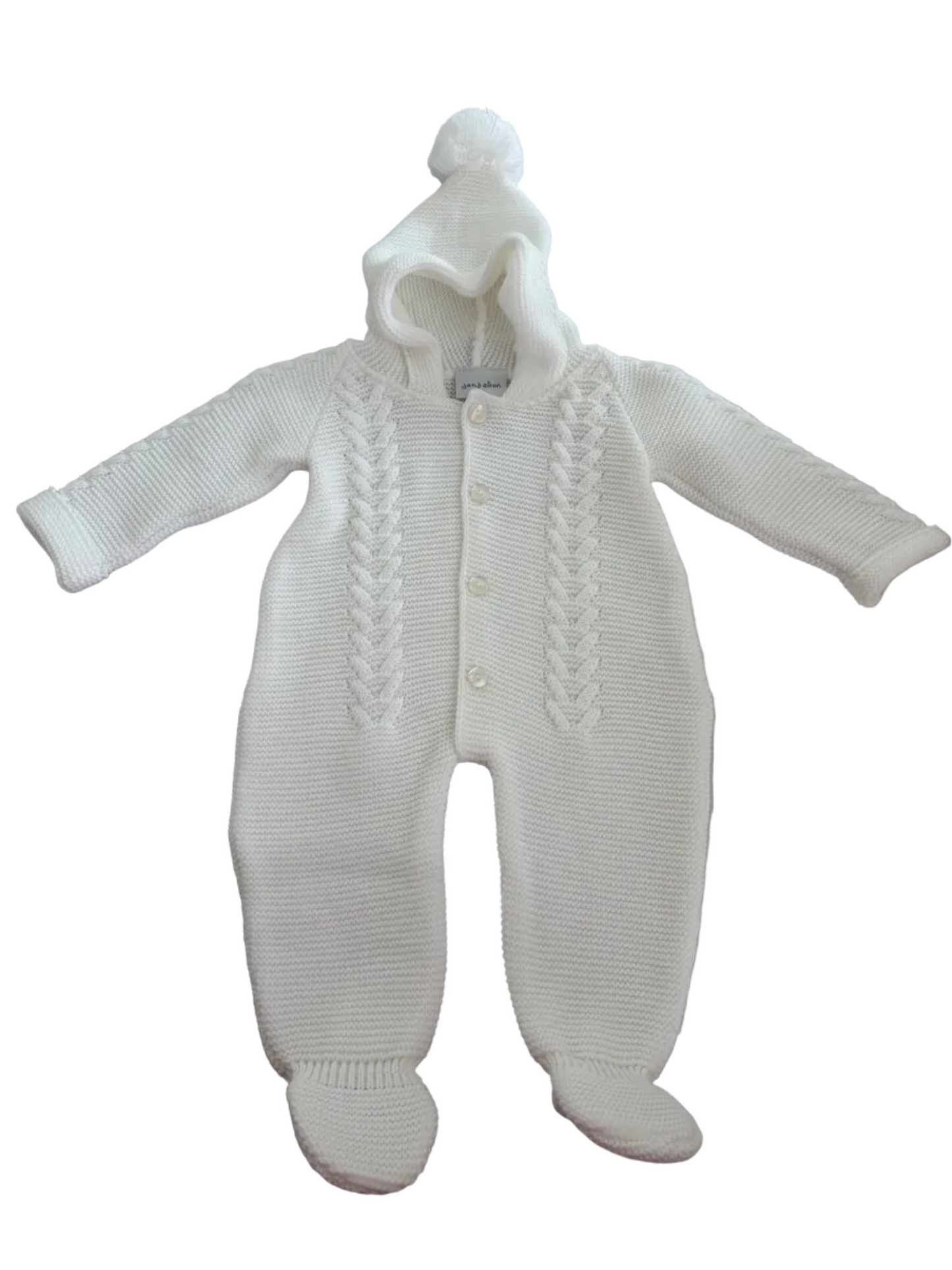 White knit pram suit